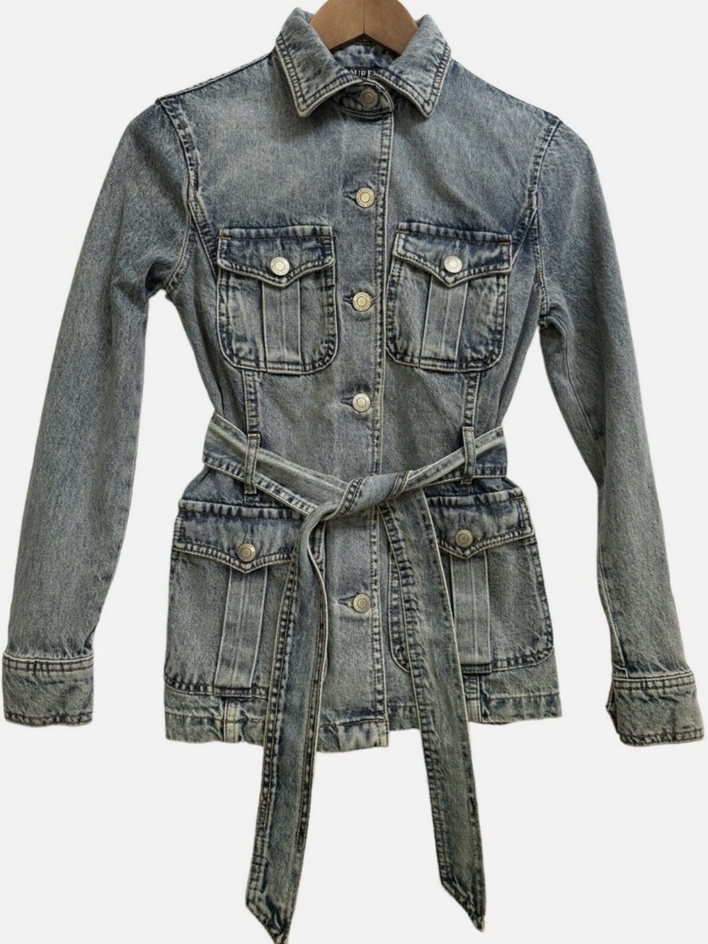 Ralph Lauren Washed Blue Denim Belted Jacket